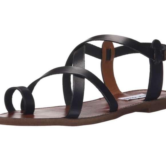 Steve Madden Agathist Black Leather Strappy Sandal, NWOT, 10M - Picture 1 of 9